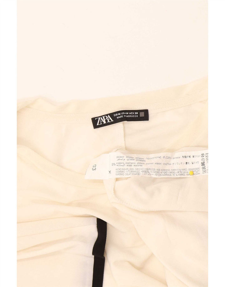 Zara T-Shirt Top UK 14 Medium Off White Polyester