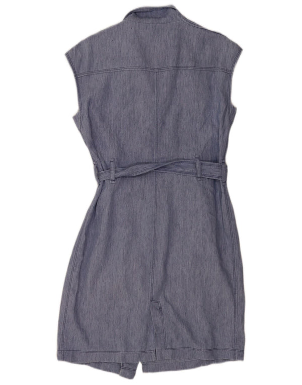 Zara Womens Military Ærmeløs Skede Kjole UK 12 Medium Blue