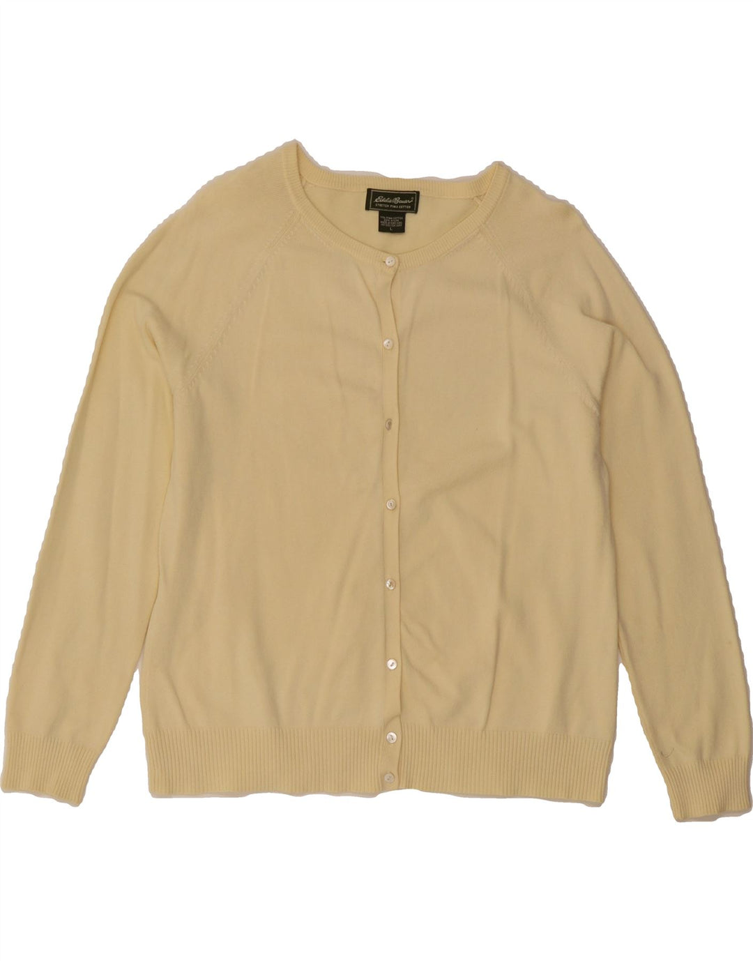 EDDIE BAUER Womens Cardigan Sweater UK 16 Large Off White Cotton Vintage Eddie Bauer and Second-Hand Eddie Bauer from Messina Hembry 
