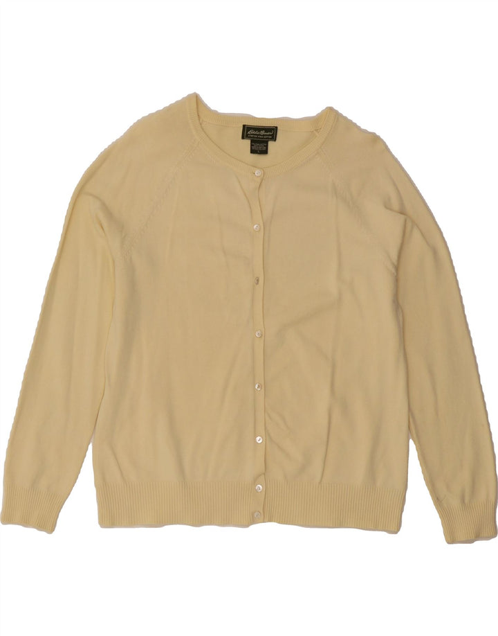 EDDIE BAUER Womens Cardigan Sweater UK 16 Large Off White Cotton Vintage Eddie Bauer and Second-Hand Eddie Bauer from Messina Hembry 