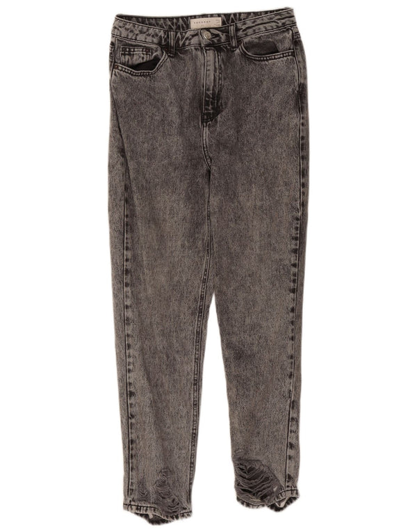 Topshop Dame Mom Distressed Acid Wash Slim Jeans W30 L27 Grå Bomuld