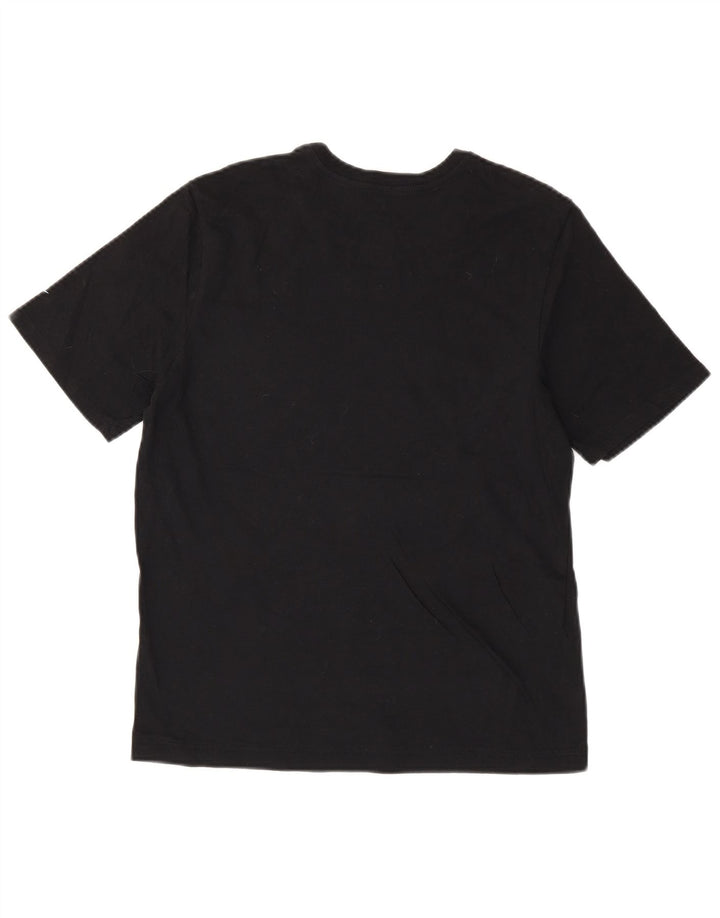 NIKE Dame atletisk snit grafisk T-shirt top UK 12 medium sort bomuld