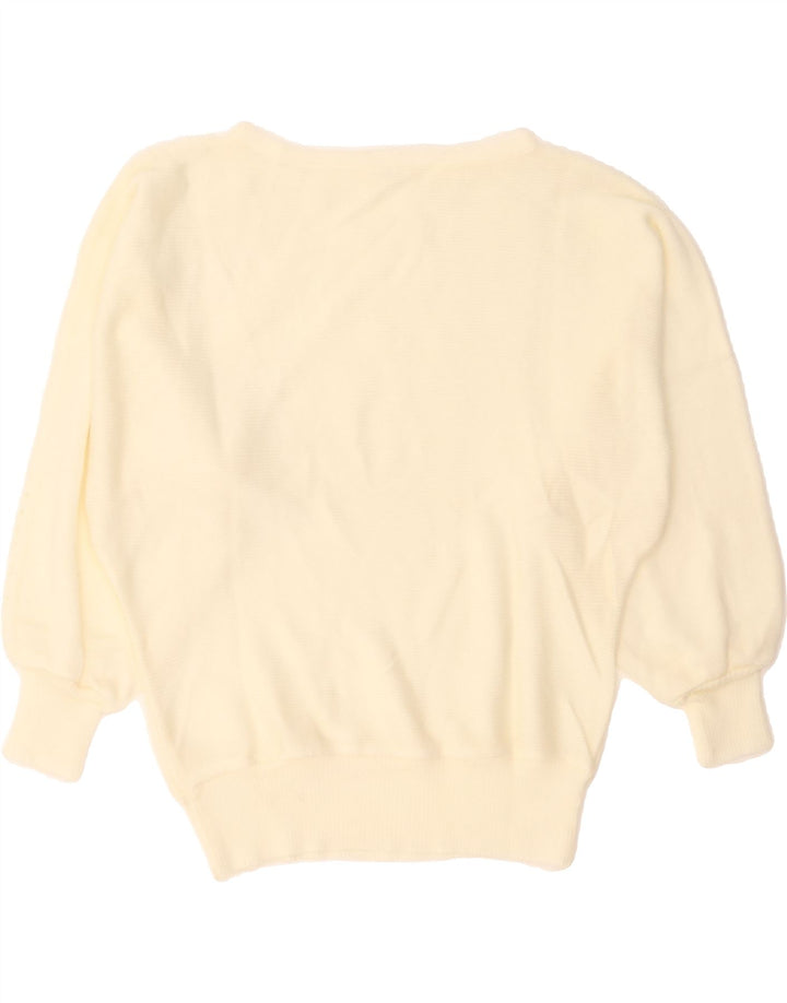 VINTAGE Womens Boat Neck Jumper Sweater EU 38 Medium Off White Polyacrylic Vintage Vintage and Second-Hand Vintage from Messina Hembry 
