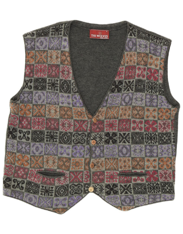 Vintage strikvest til mænd IT 52 Large Khaki Patchwork