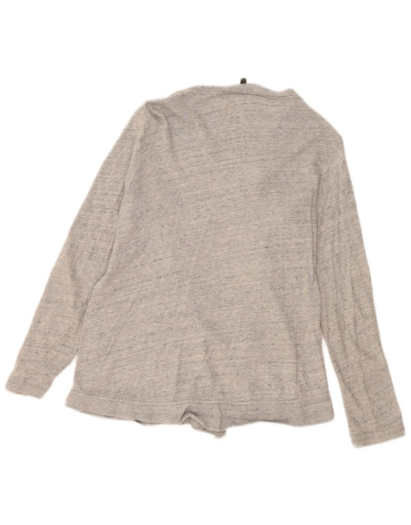 Massimo Dutti Womens Open Cardigan Sweater UK 10 Small Grey Flecked Bomuld