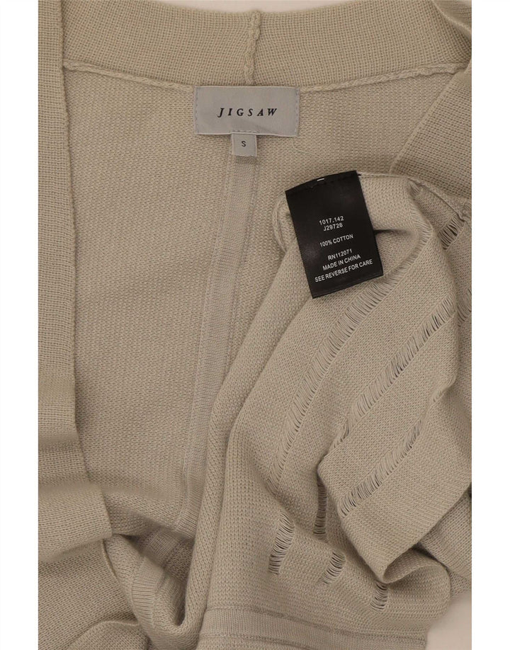 Jigsaw Womens Crop Open Cardigan Sweater UK 10 Small Grey Bomuld