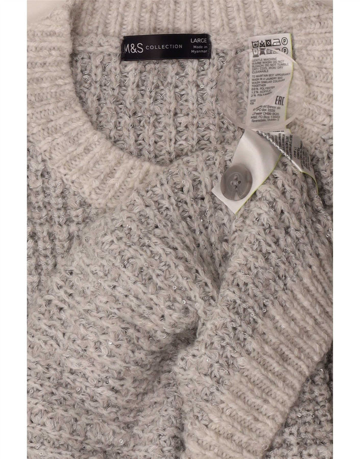Marks & Spencer Dame oversized cardigan sweater UK 16 Large Grey Flecked