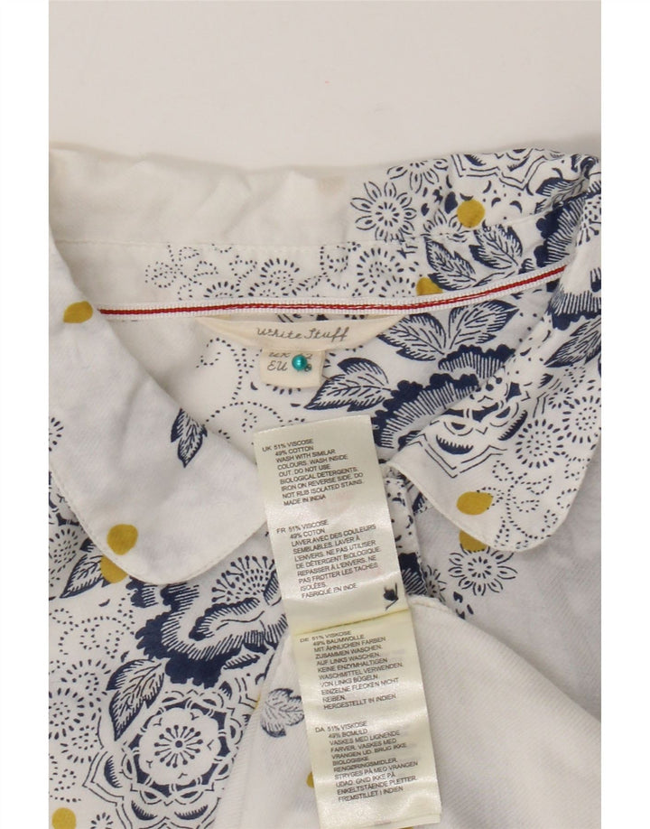 White Stuff Dame Pullover Shirt UK 12 Medium White Floral Viscose