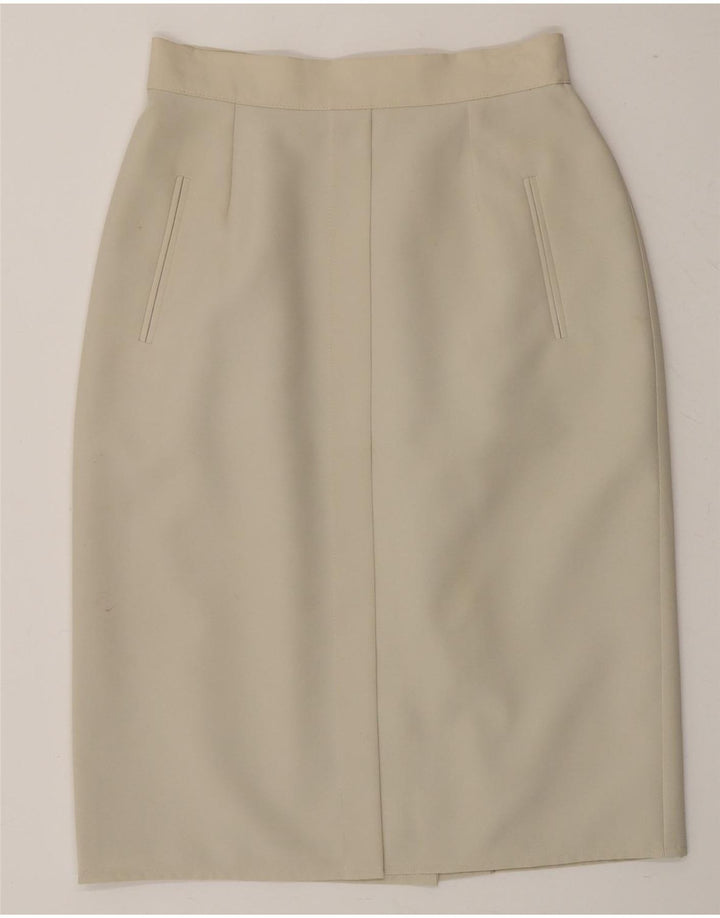 ST. BERNARD Womens Pencil Skirt UK 10 Small W22  Beige Polyester Vintage St. Bernard and Second-Hand St. Bernard from Messina Hembry 