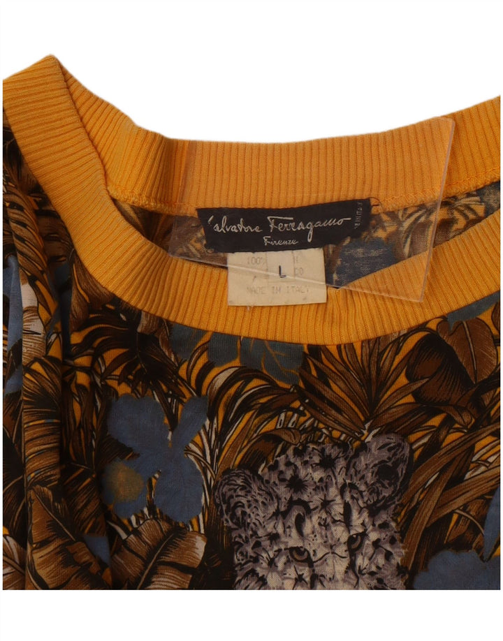 Salvatore Ferragamo Dame Grafisk T-Shirt Top UK 16 Large Multicolored Tr