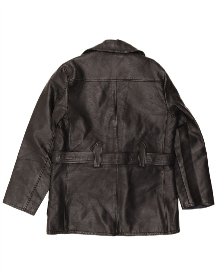 Vintage herre dobbeltradet læderjakke UK 36 Lille sort læder