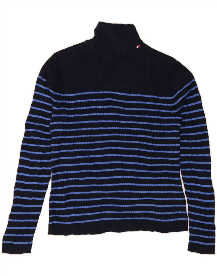 TOMMY HILFIGER Womens Roll Neck Jumper Sweater UK 14 Medium Navy Blue Vintage Tommy Hilfiger and Second-Hand Tommy Hilfiger from Messina Hembry 