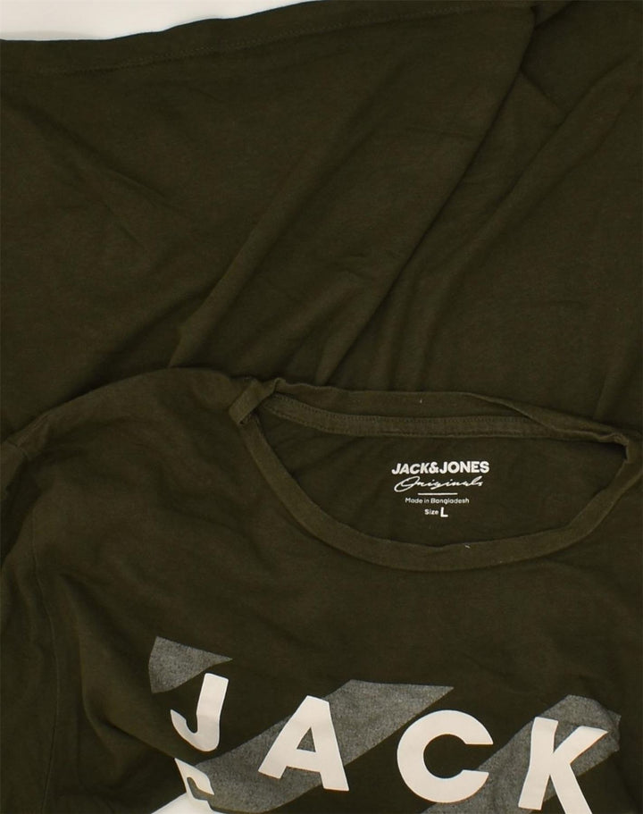 JACK & JONES Mens Graphic T-Shirt Top Large Khaki Cotton | Vintage Jack & Jones | Thrift | Second-Hand Jack & Jones | Used Clothing | Messina Hembry 