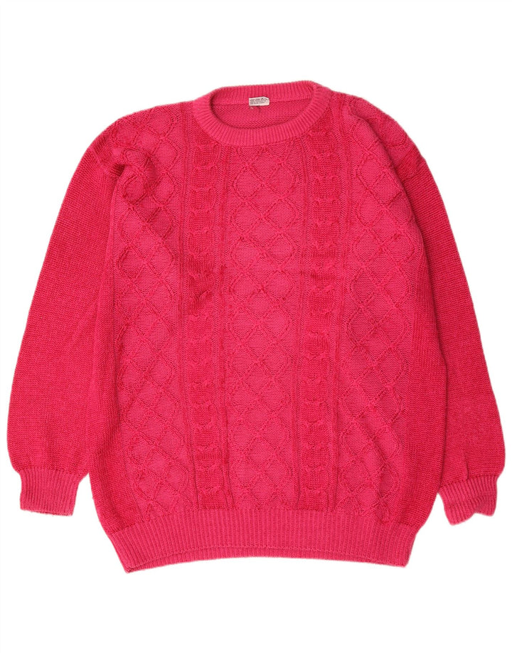 Vintage herre rund hals sweater stor pink bomuld