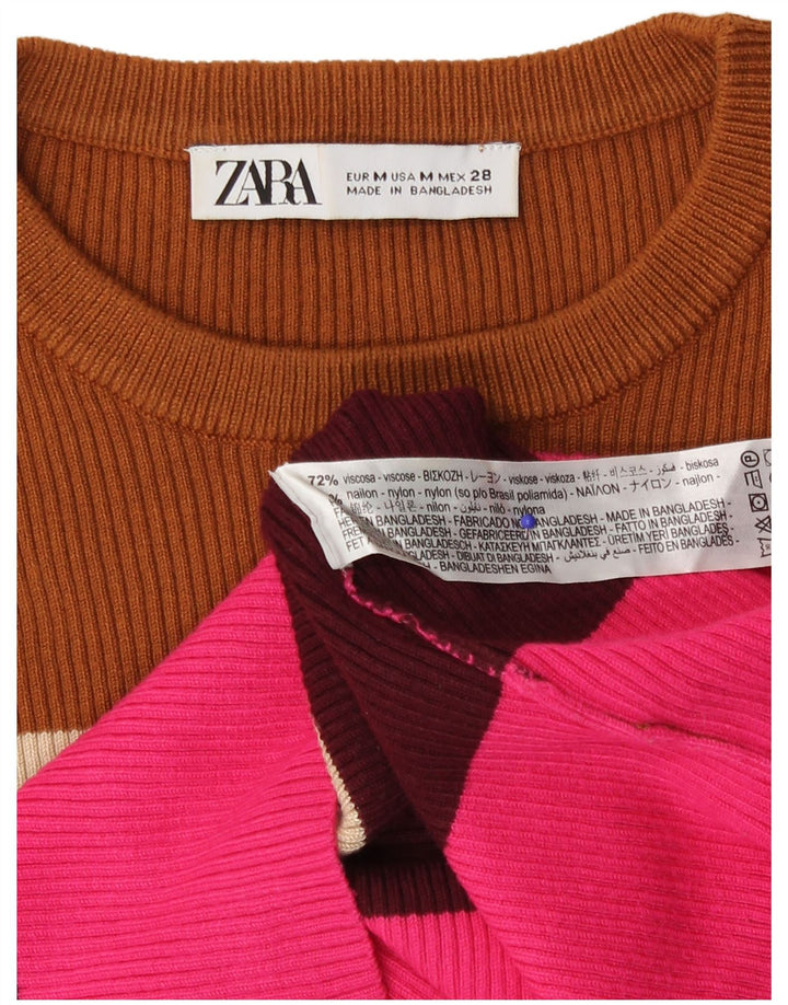 Zara Dametrøje med rund hals DK 14 Medium Flerfarvet Stribet