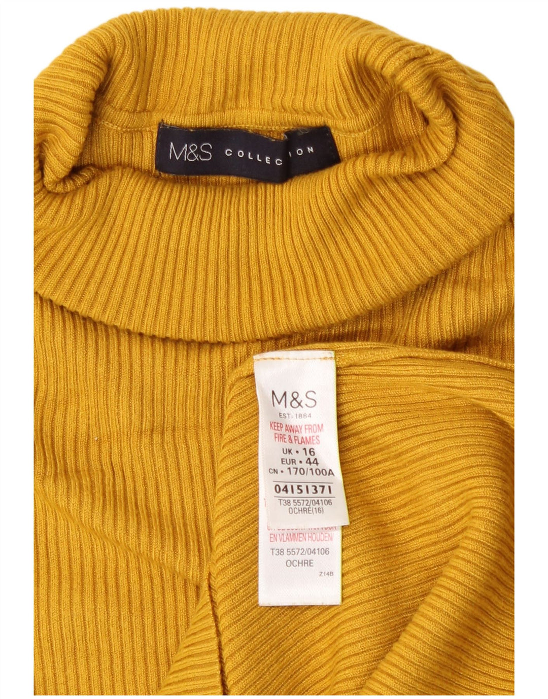 Marks & Spencer Dame Rullehalstrøje DK 16 Stor gul viskose