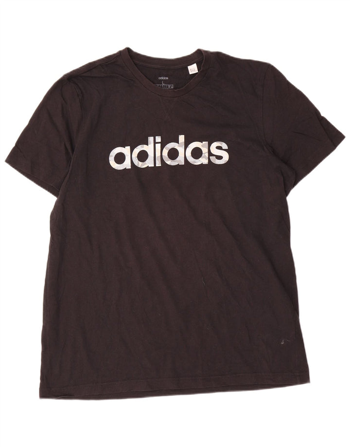 Adidas Grafisk T-shirt top til mænd, stor sort bomuld