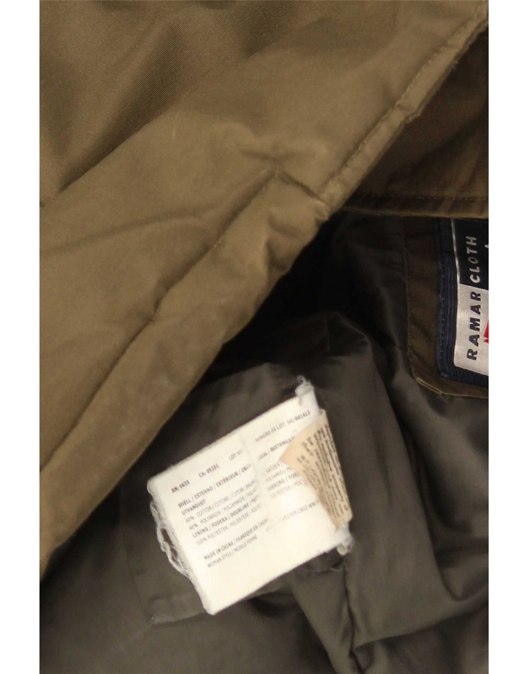 Woolrich Dame Hætte Polstret Frakke UK 14 Medium Khaki Bomuld