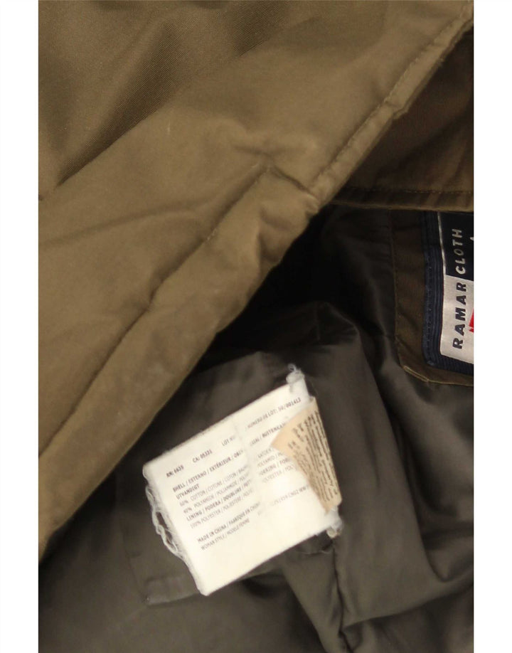 Woolrich Dame Hætte Polstret Frakke UK 14 Medium Khaki Bomuld