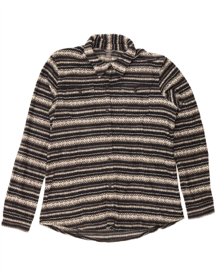 EDDIE BAUER Womens Fleece Shirt UK 16 Large Black Fair Isle Polyester Vintage Eddie Bauer and Second-Hand Eddie Bauer from Messina Hembry 