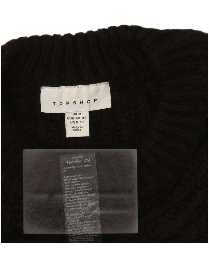 Topshop Womens Crop Oversized Crew Neck sweater UK 14 Medium Black