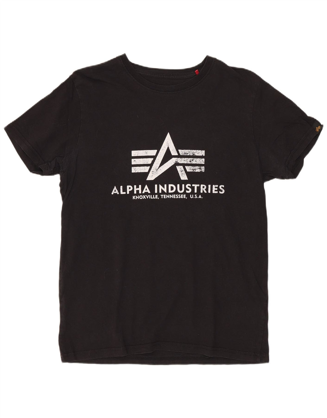 ALPHA INDUSTRIES Dame Grafisk T-Shirt Top UK 10 Lille sort bomuld