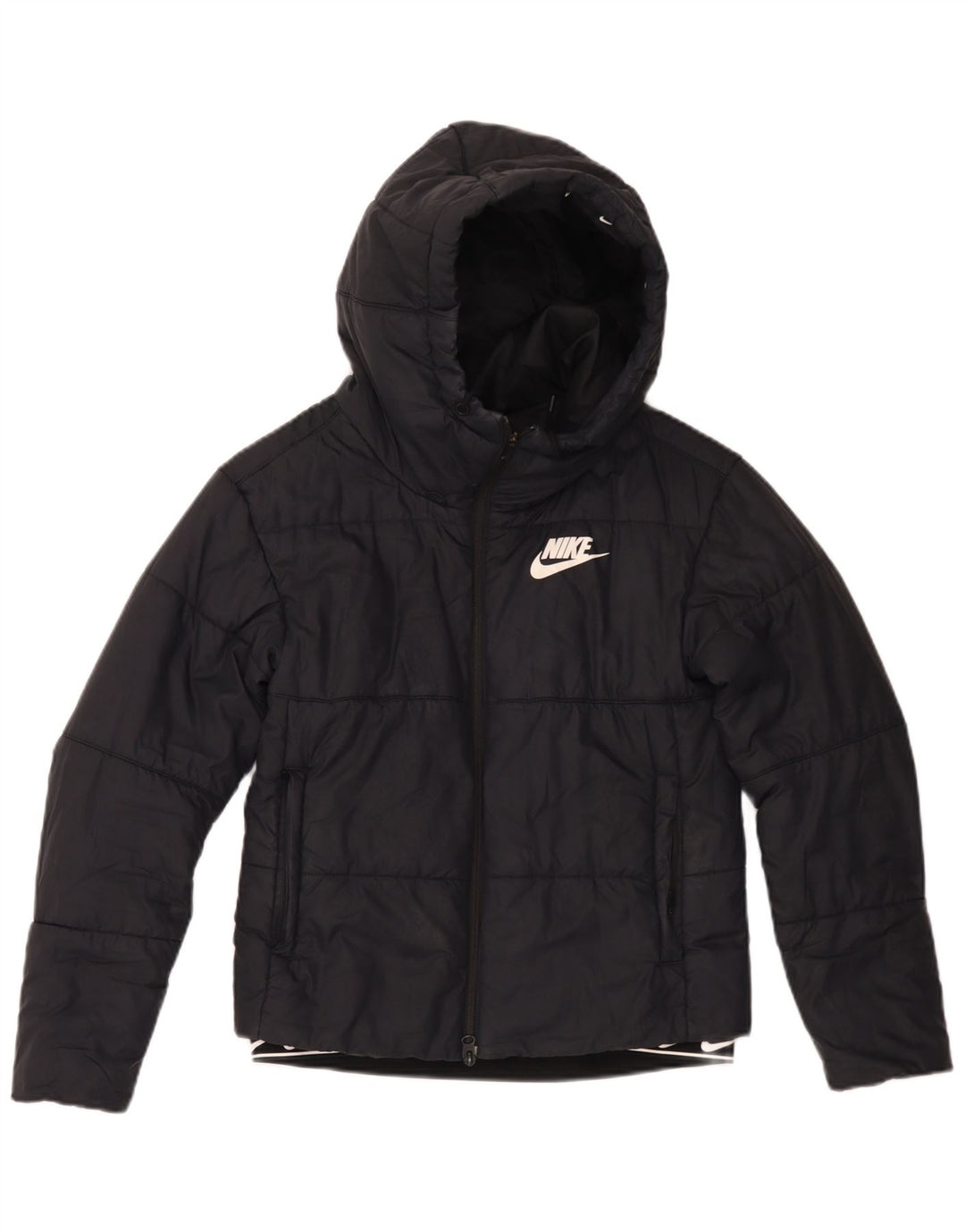 Nike grafisk polstret hættejakke til kvinder UK 6 XS sort polyester