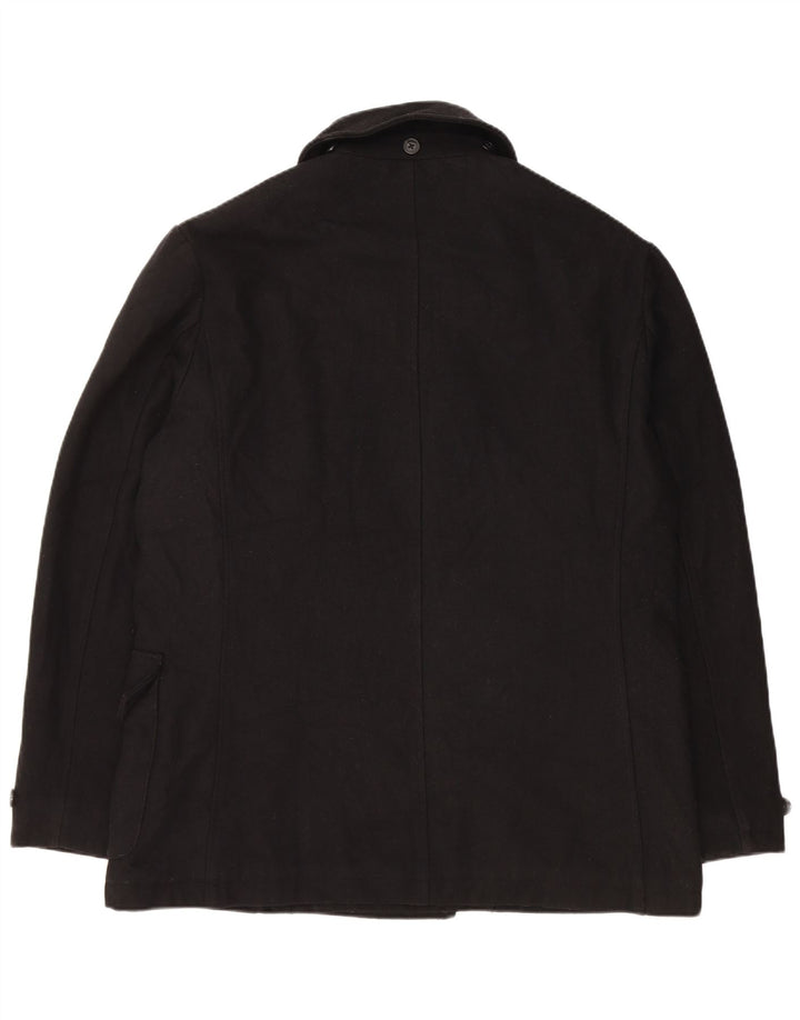 French Connection Herre Pea Coat UK 40 Large Black Wool