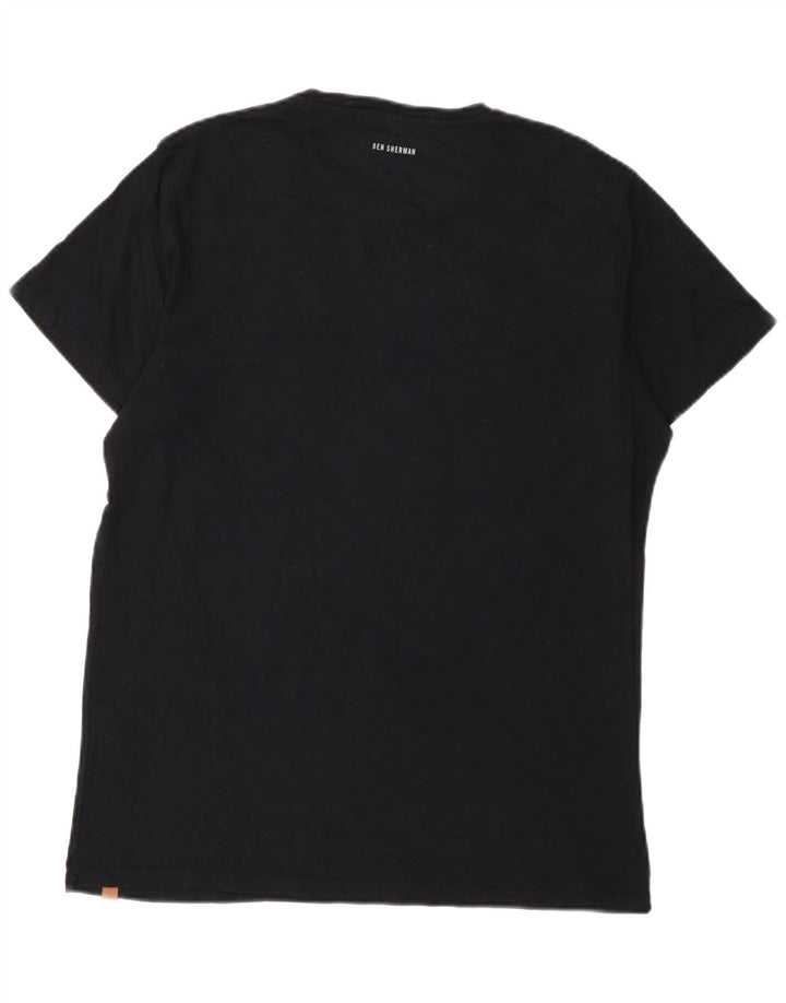 Ben Sherman Herre grafisk T-shirt Top Stor sort bomuld