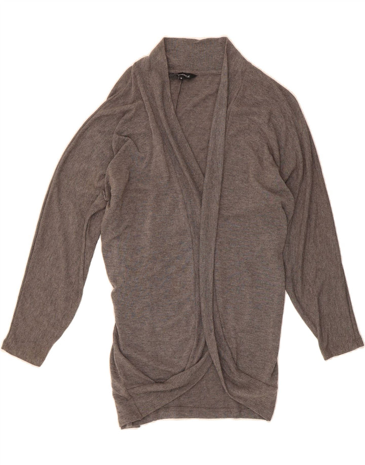 WHISTLE Womens Open Cardigan Sweater UK 14 Medium Grey Polyester Vintage Whistle and Second-Hand Whistle from Messina Hembry 