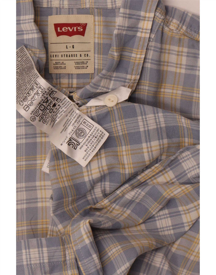 Levi's kortærmet herreskjorte Stor blå ternet bomuld