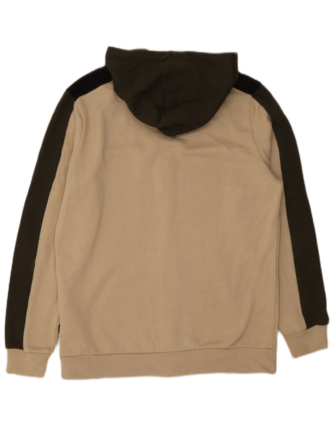 PUMA Mens Zip Hoodie Sweater Medium Beige Colourblock Cotton