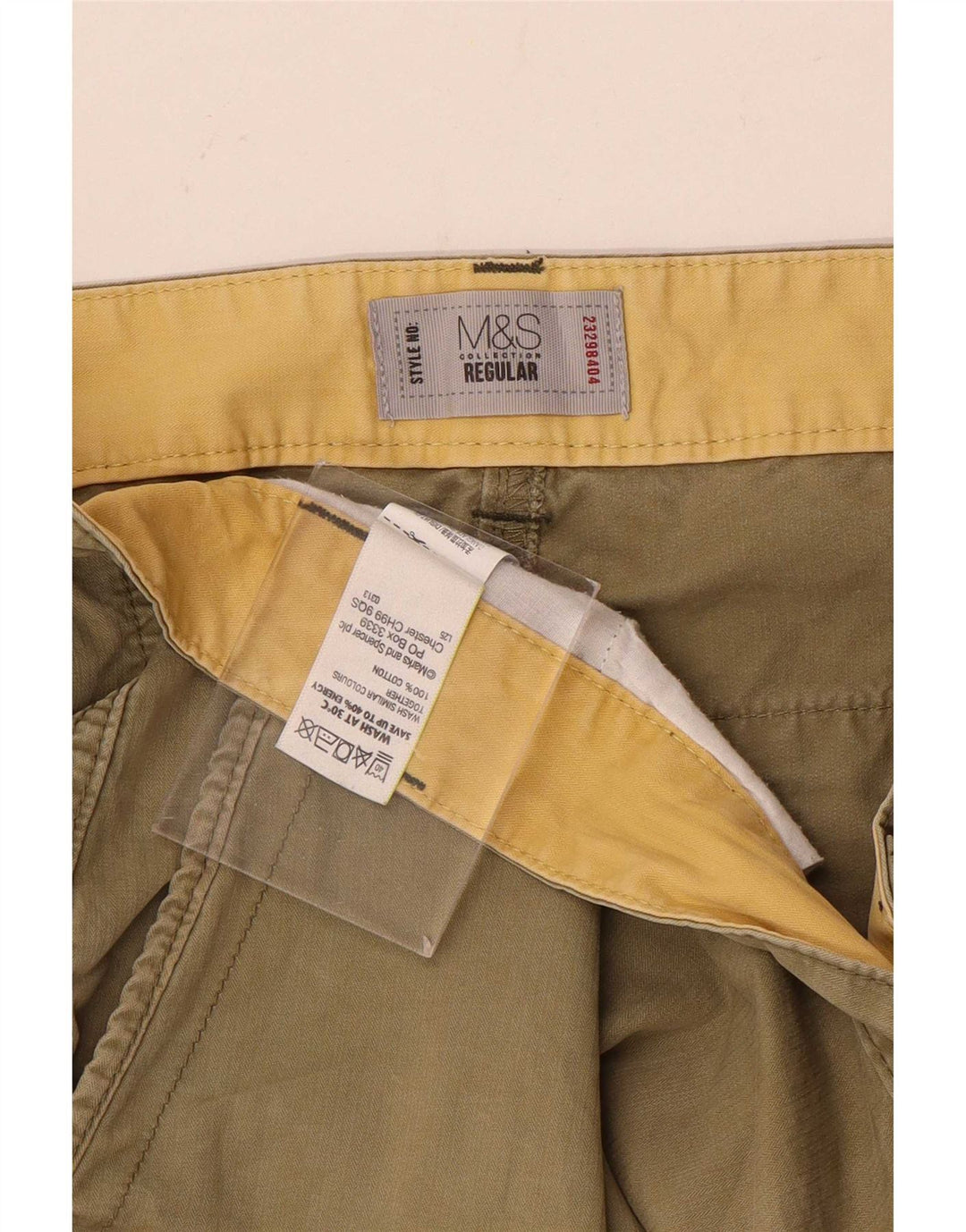 Marks & Spencer Herre Regular Fit Cargo Shorts W36 Large Khaki Cotton