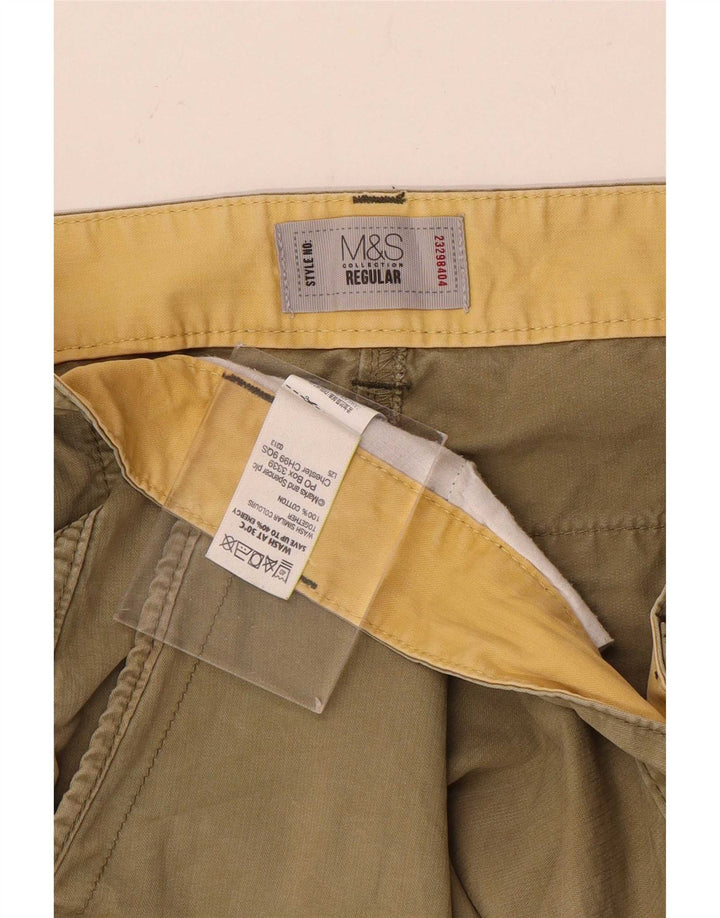 Marks & Spencer Herre Regular Fit Cargo Shorts W36 Large Khaki Cotton