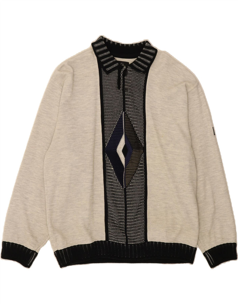 CARLO COLUCCI Mens Polo Neck Jumper Sweater Medium Grey Colourblock Sports Vintage Carlo Colucci and Second-Hand Carlo Colucci from Messina Hembry 