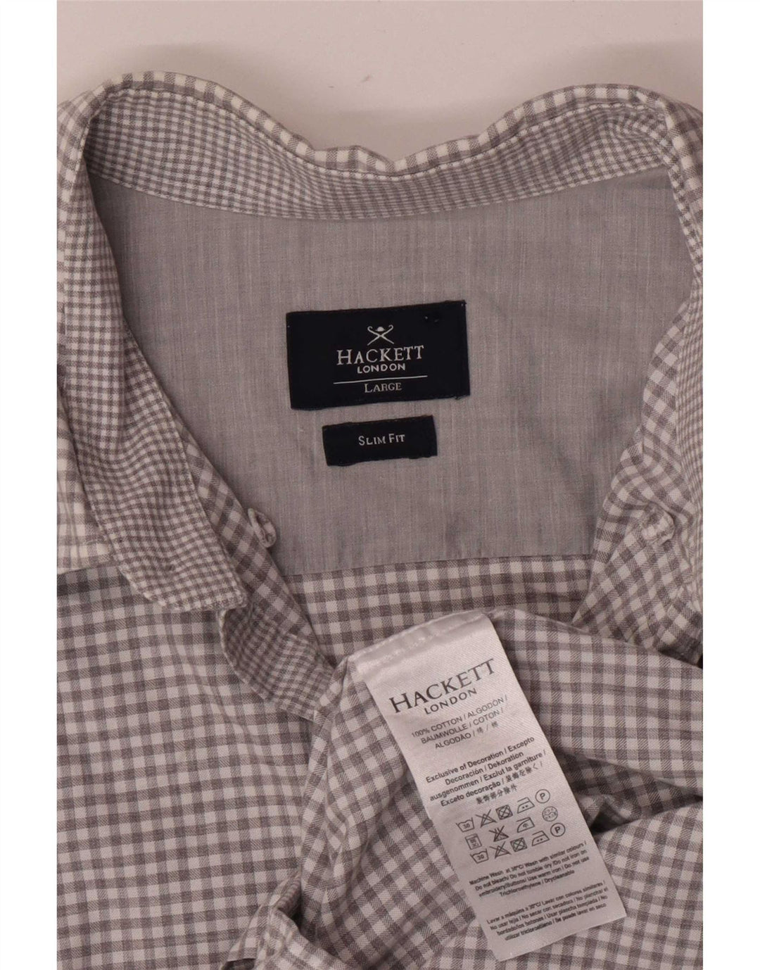 Hackett Herre Slim Fit skjorte Stor grå ternet bomuld