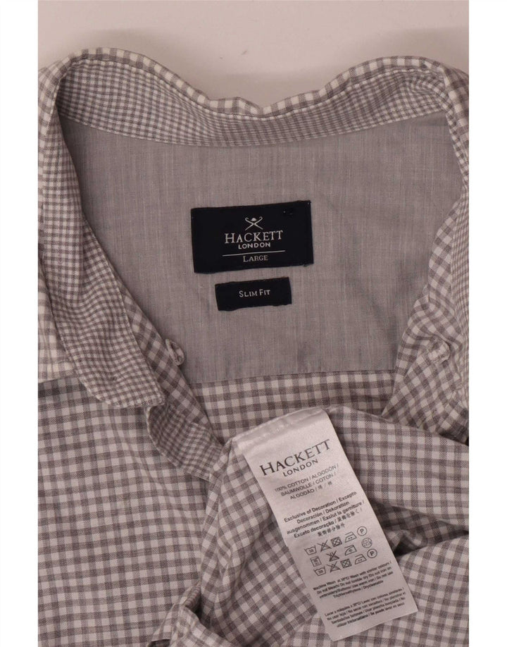 Hackett Herre Slim Fit skjorte Stor grå ternet bomuld