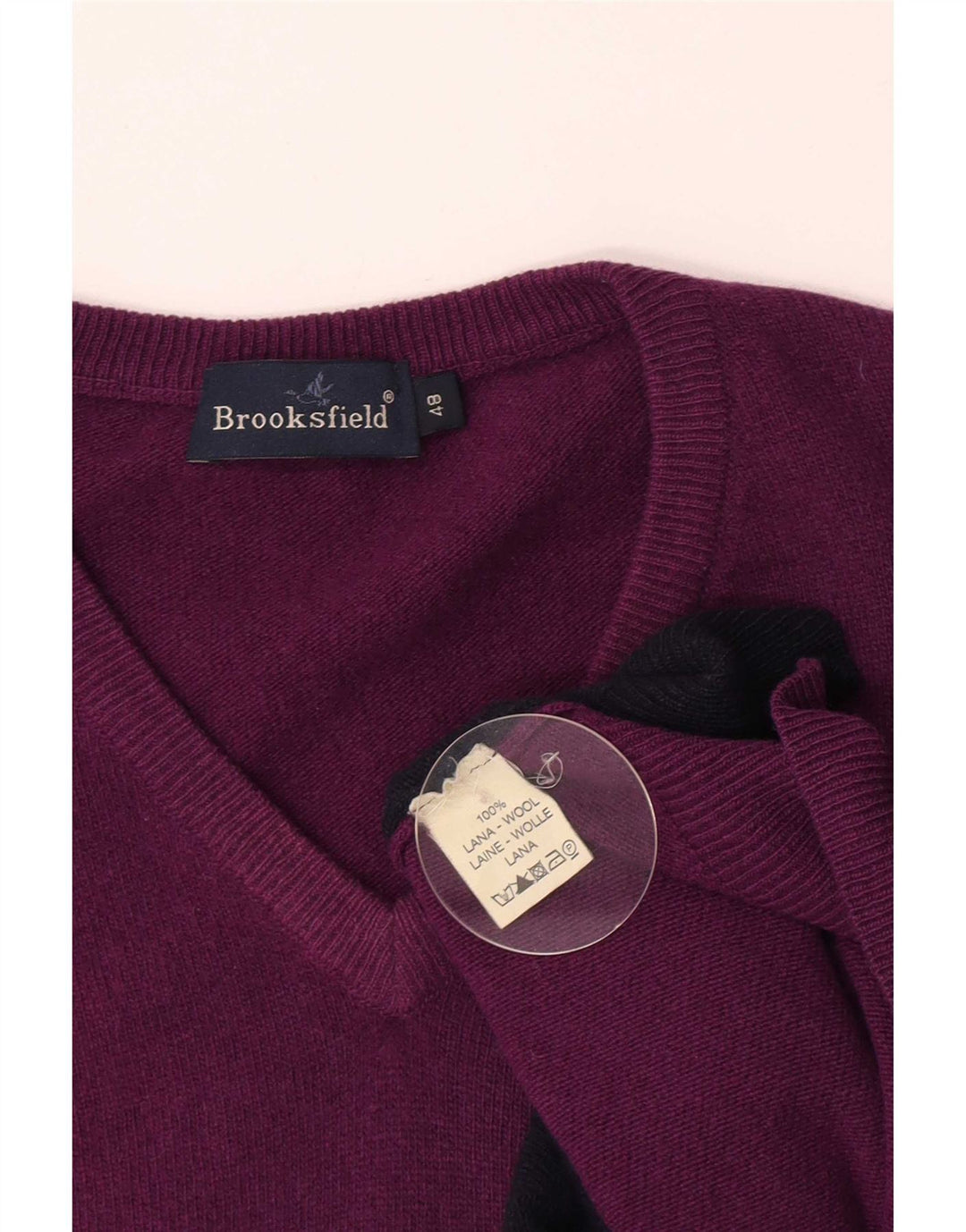 Brooksfield Herre V-hals sweater IT 48 Medium Purple Argyle/Diamond