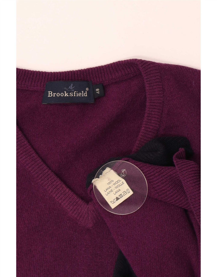 Brooksfield Herre V-hals sweater IT 48 Medium Purple Argyle/Diamond