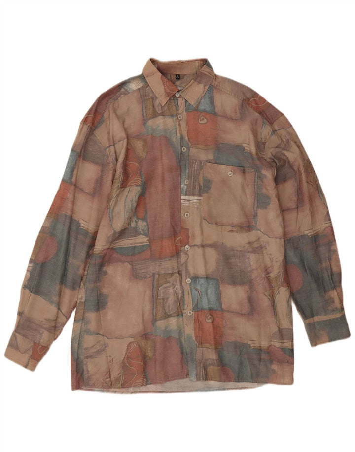 Angelo Litrico Herreskjorte str. 38/40 Medium Brun Patchwork Viscose