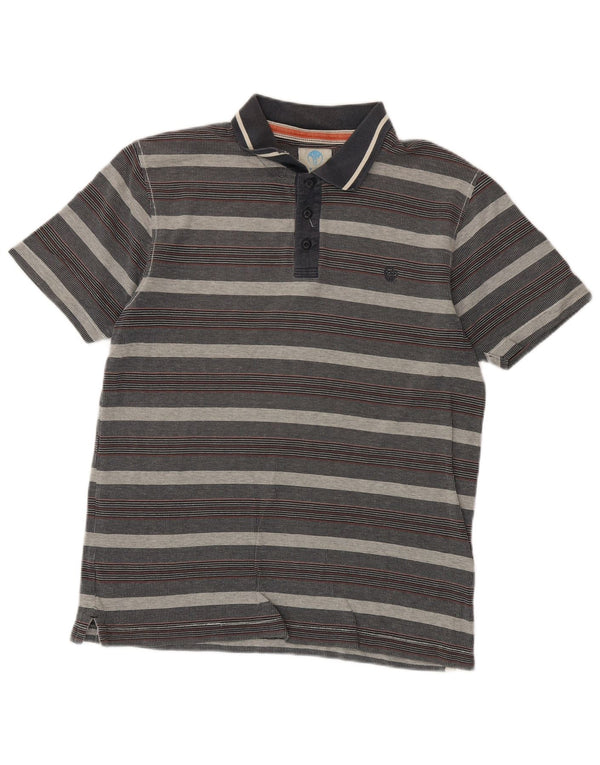 Fat Face Herre Polo Shirt Medium Grå Stribet Bomuld