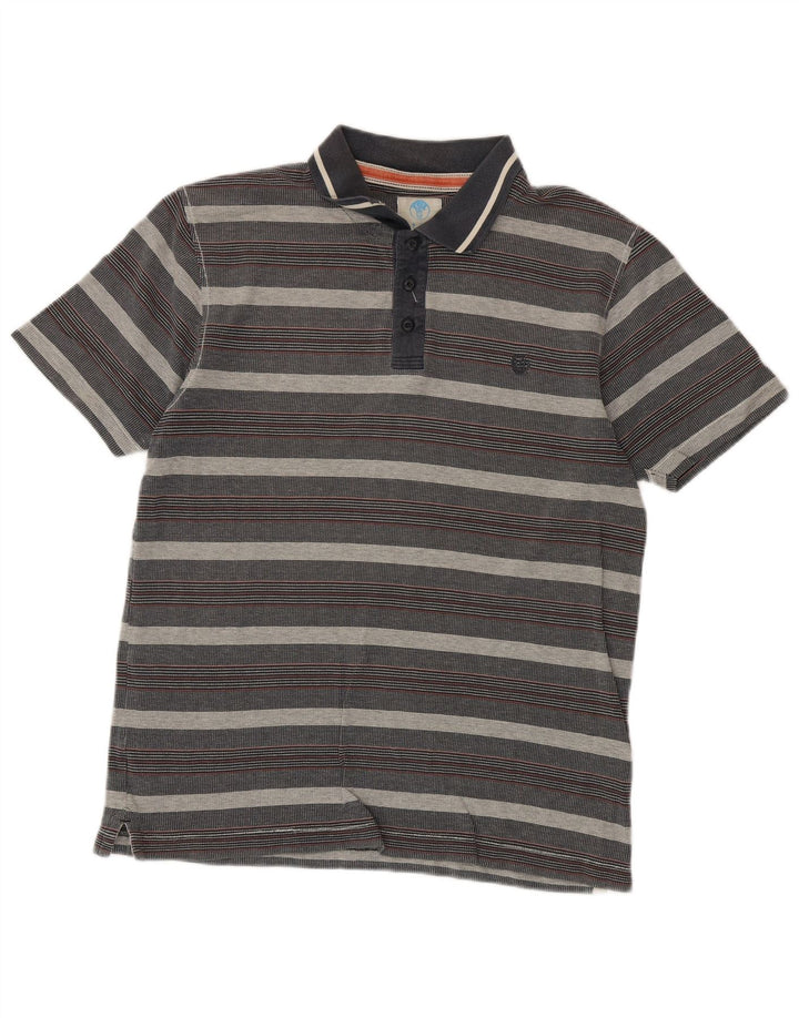 Fat Face Herre Polo Shirt Medium Grå Stribet Bomuld