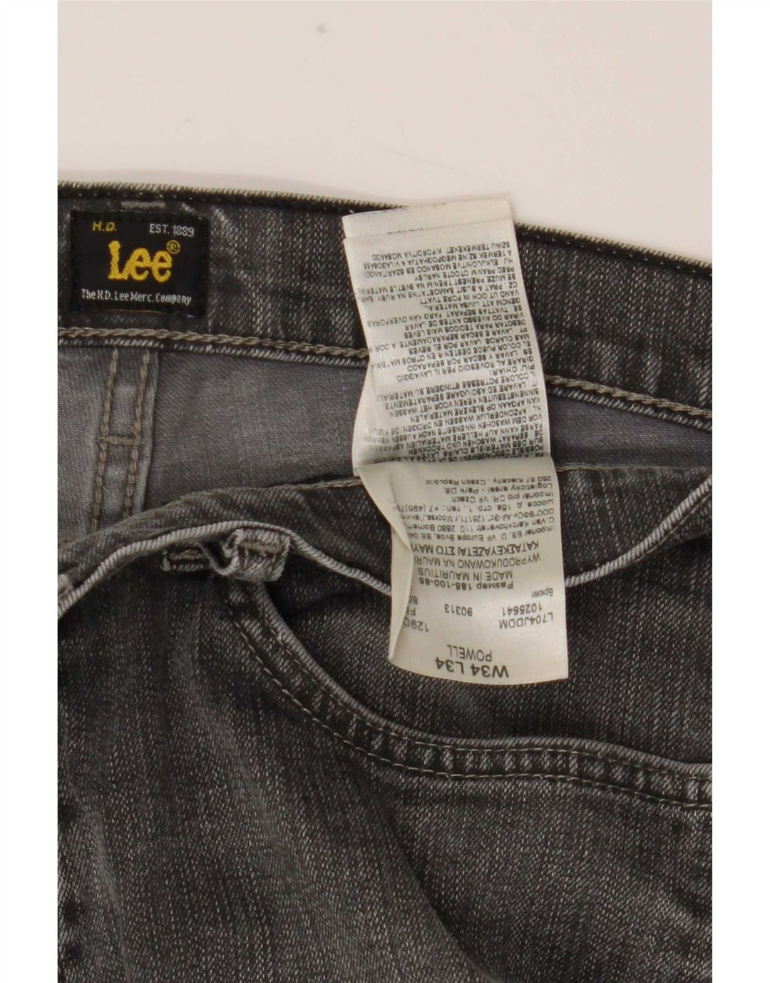 Lee Mens Powell Straight Jeans W34 L30 Grå Bomuld