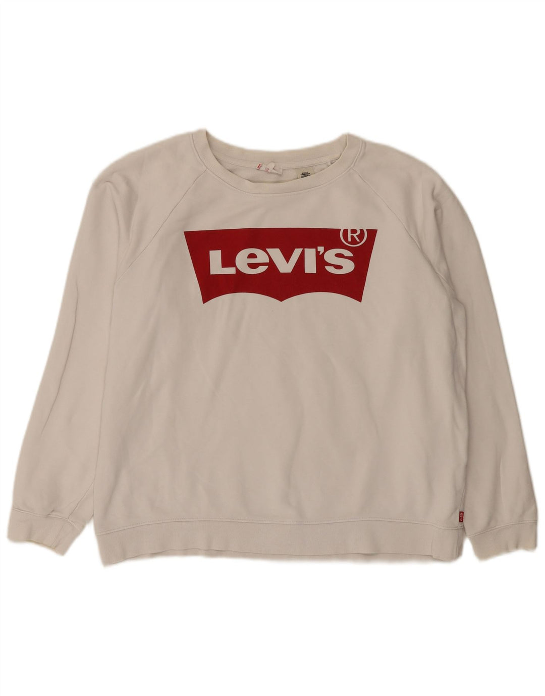 Levi's Dame Grafisk Oversized Sweatshirt Jumper UK 16 Stor hvid bomuld