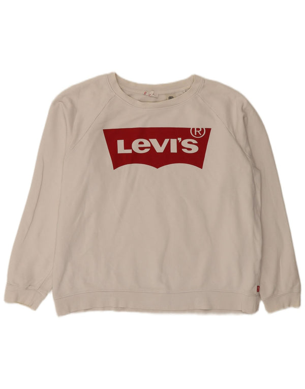 Levi's Womens Graphic Oversized Sweatshirt Jumper UK 16 Large White Cotton