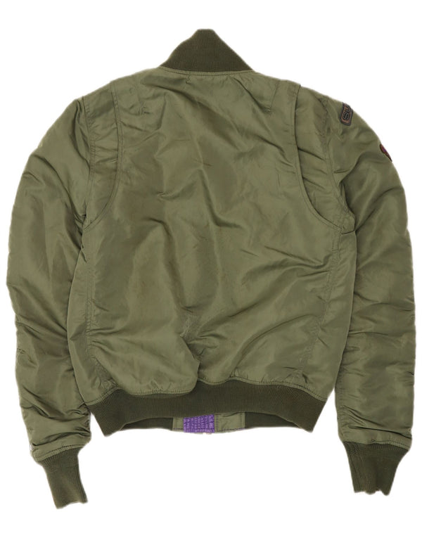 SUPERDRY Bomberjakke til kvinder UK 14 Medium Khaki Nylon