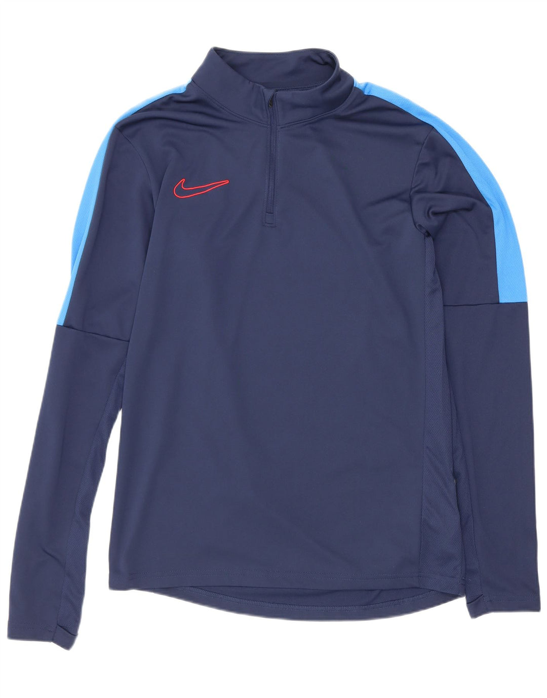Nike Herre Dri Fit Top Langærmet med lynlåshals, lille marineblå farveblok
