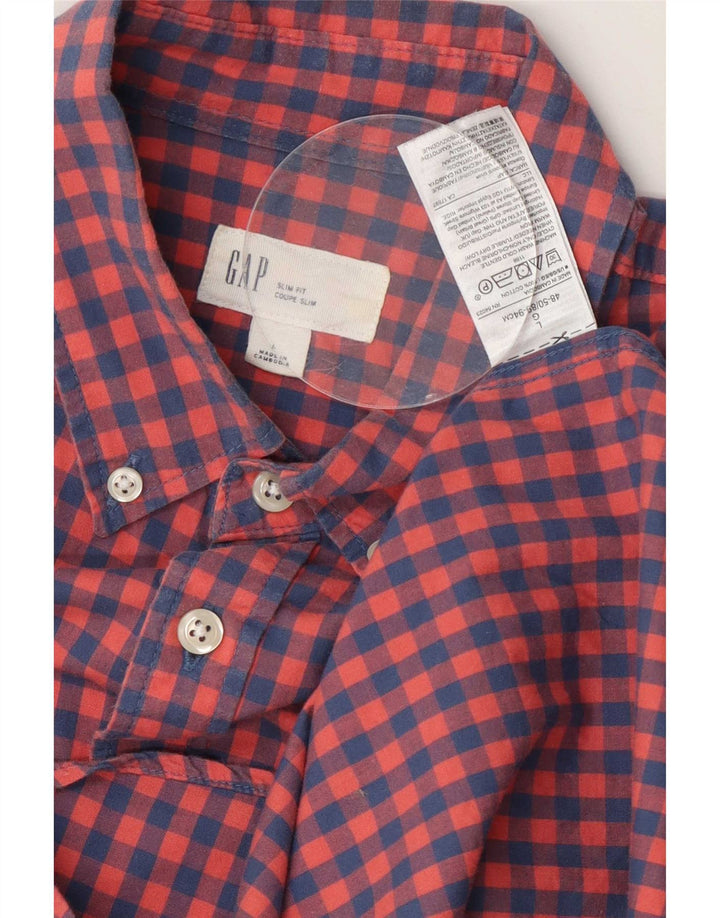 Gap Herre Slim Fit Skjorte Large Red Gingham Cotton