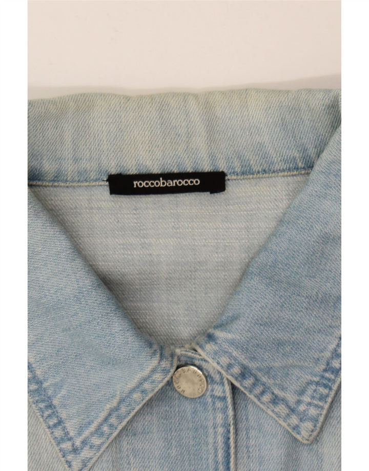 ROCCOBAROCCO Womens Crop Denim Jacket IT 48 XL Blue Cotton Vintage Roccobarocco and Second-Hand Roccobarocco from Messina Hembry 