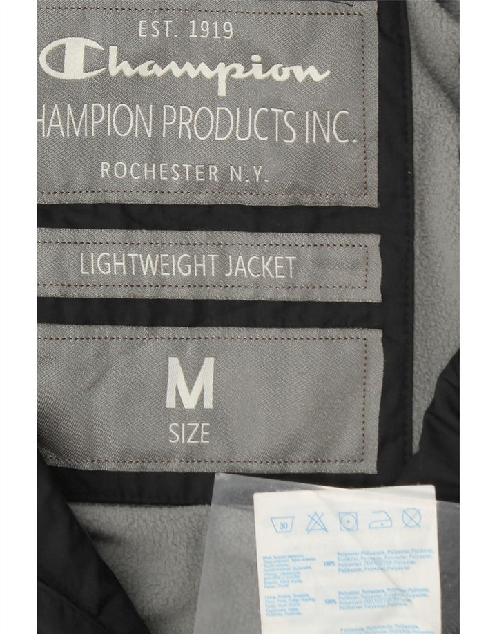 CHAMPION Herre NY Rochester Hooded Bomber Jacket UK 38 Medium Black